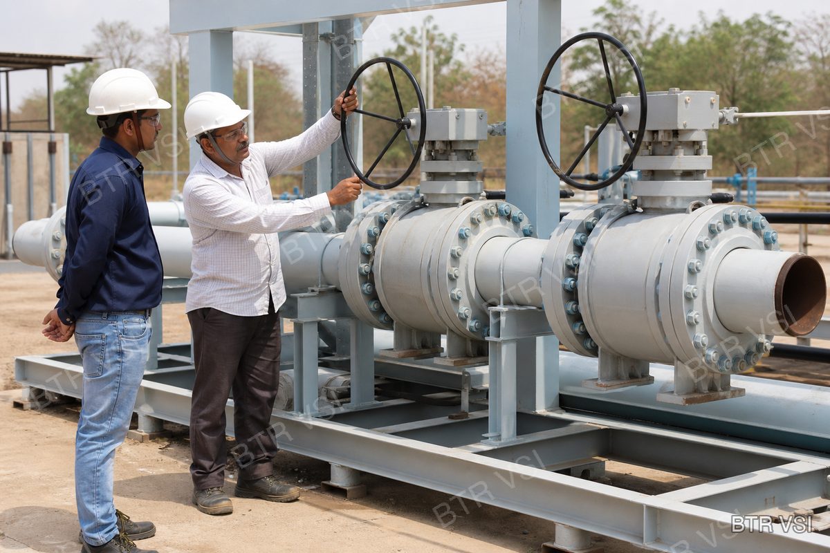 Research gas testbed skid with geared ball valves during hands-on training