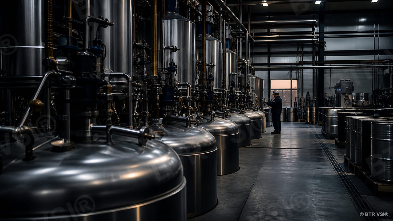 Lubricant blending facility with stainless steel vessels